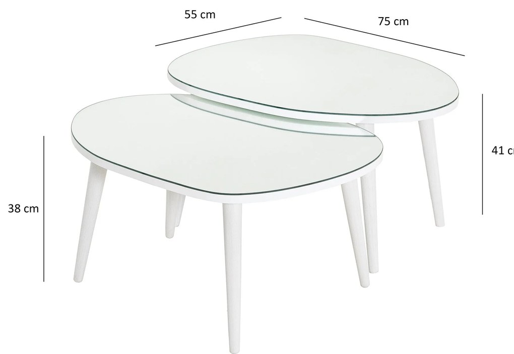 Conjunto de Mesas de Apoio Gusto – Branco – 75x38x55 cm e 75x41x55 cm