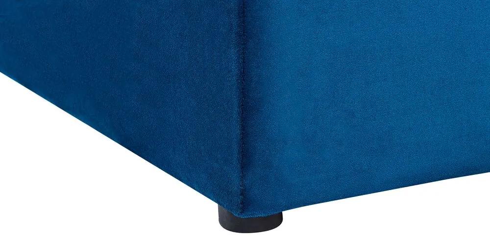 Cama de casal com arrumação em veludo azul marinho 160 x 200 cm NOYERS Beliani