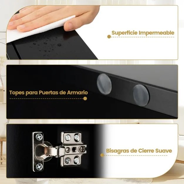 Armário de parede para casa de banho 62 x 65 cm com portas duplas espelhadas e prateleira ajustável preta