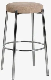 Pack De 4 Bancos Altos Estofados E Em Ferro Zantria ↑75 Cm & Tecido Toupeira - Sklum