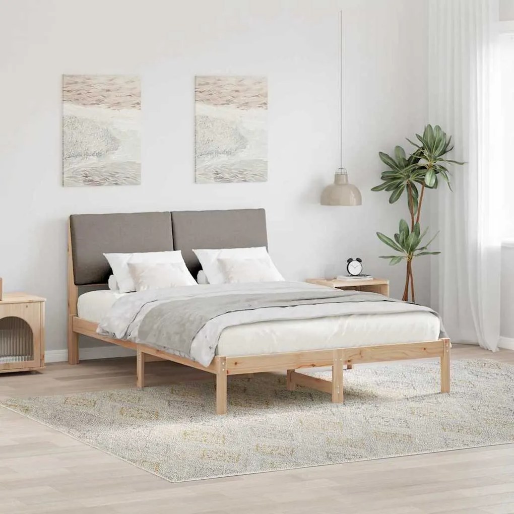 vidaXL Estrutura da cama com cabeceira Marrom e taupe 140 x 200 cm