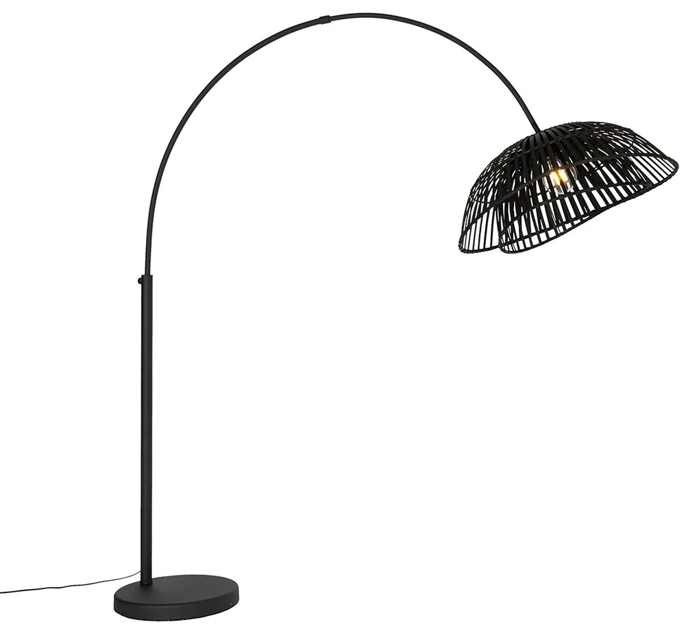 Candeeiro de Arco Oriental Preto em Bambu - Pua Oriental