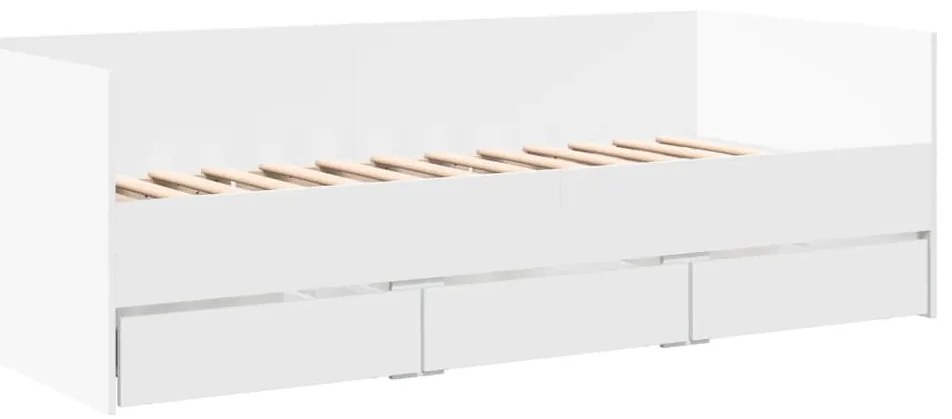 Sofá-cama com gavetas sem colchão 100x200 cm branco