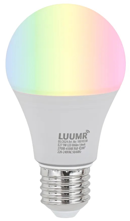 Lâmpada LED inteligente E27 regulável A60 9W 806 lm 2700K-6500K