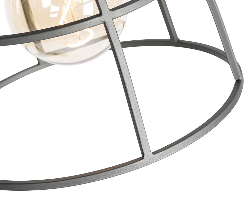 Candeeiro de pé industrial cinzento escuro com madeira - Arthur