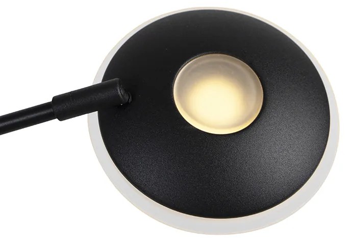 Candeeiro de pé preto com braço de leitura incl. LED e porta USB - Sevilla