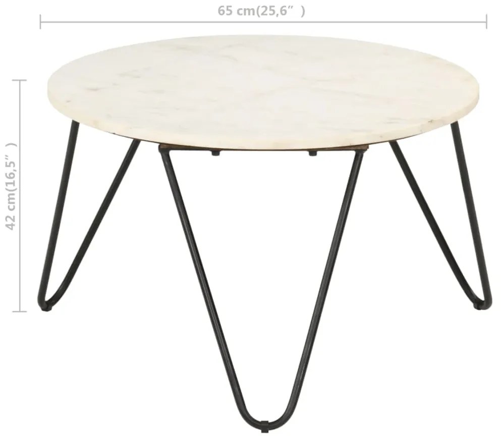 Mesa centro 65x65x42cm pedra genuína textura mármore branco