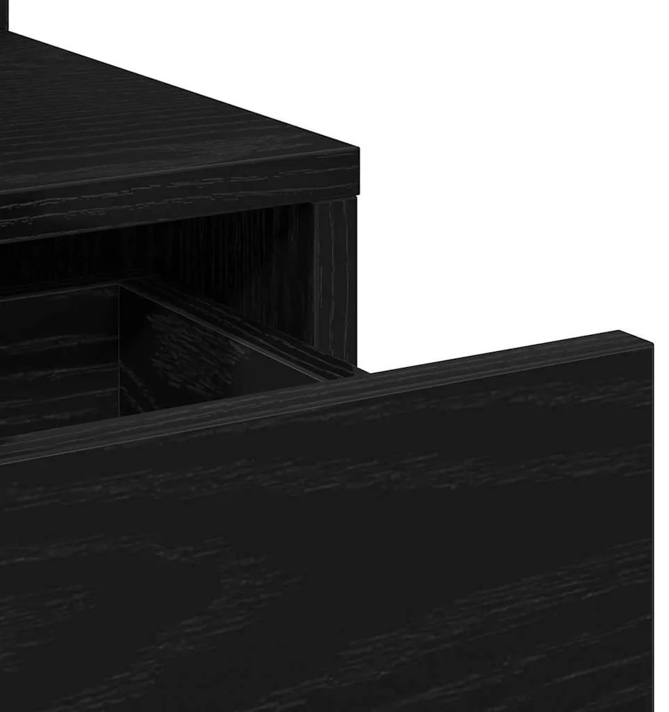Mesa de Maquiagem com Espelho e Luzes LED Madeira de Carvalho Preto