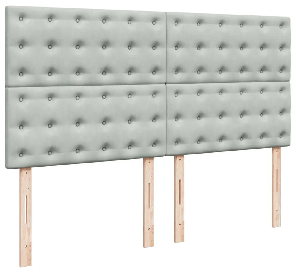 Cama com molas/colchão 200x200 cm veludo cinzento-claro