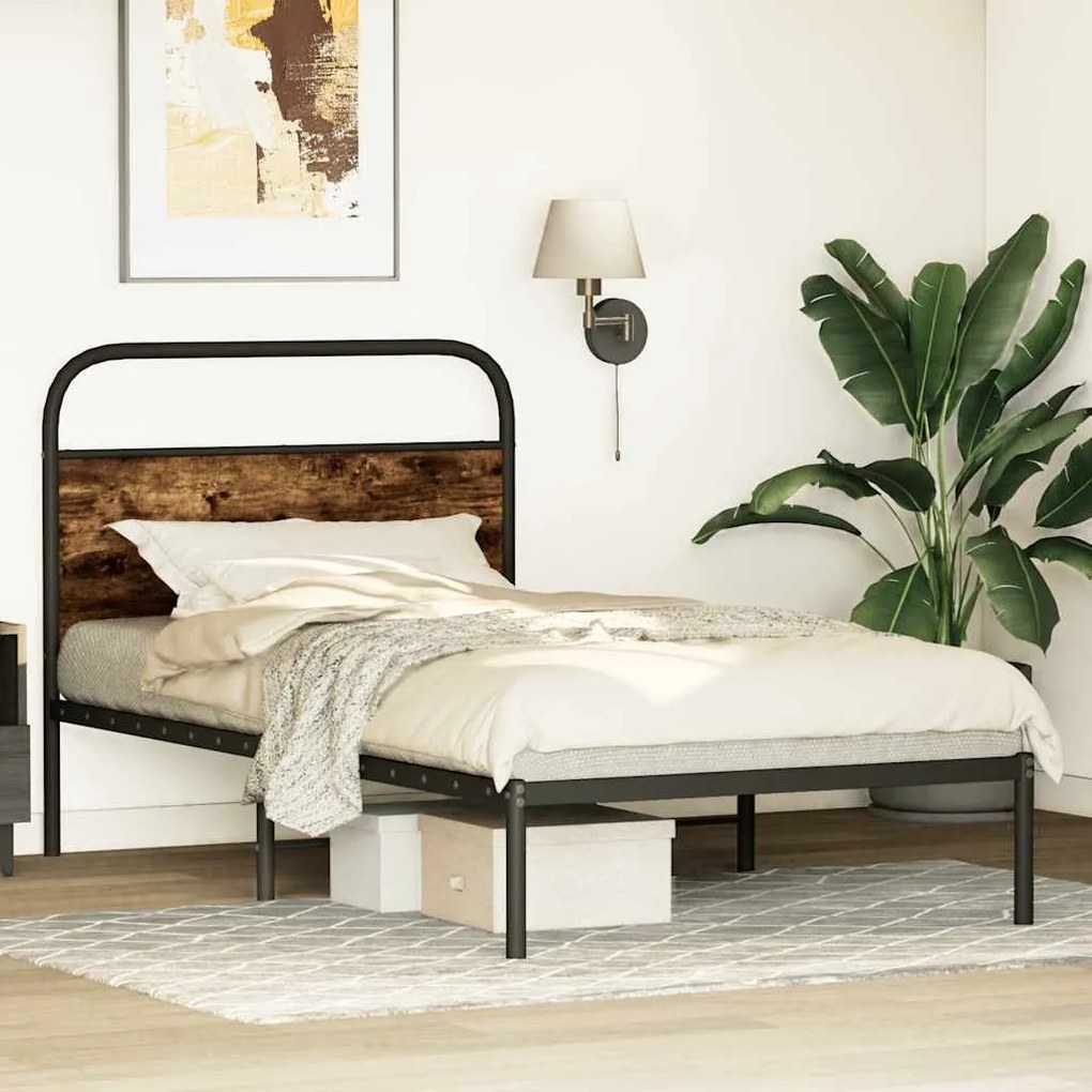 Estrutura cama s/ colchão derivados de madeira carvalho fumado