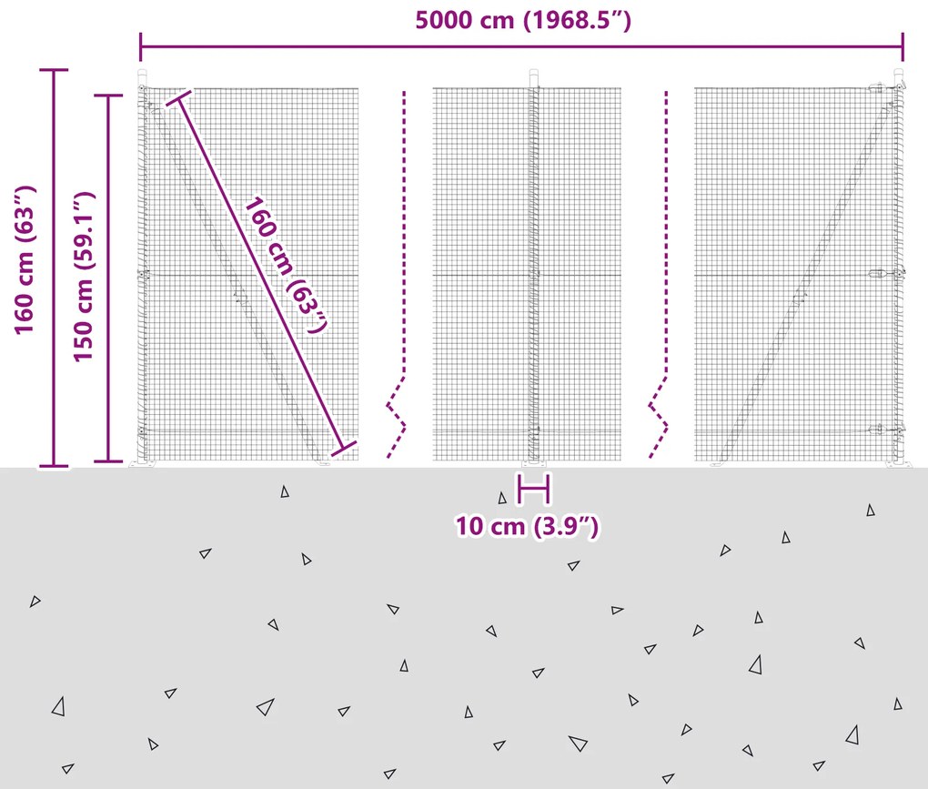 Cerca de Fio Soldado com 13 Postes Flangeados 1,5x50 m Aço Galvanizado