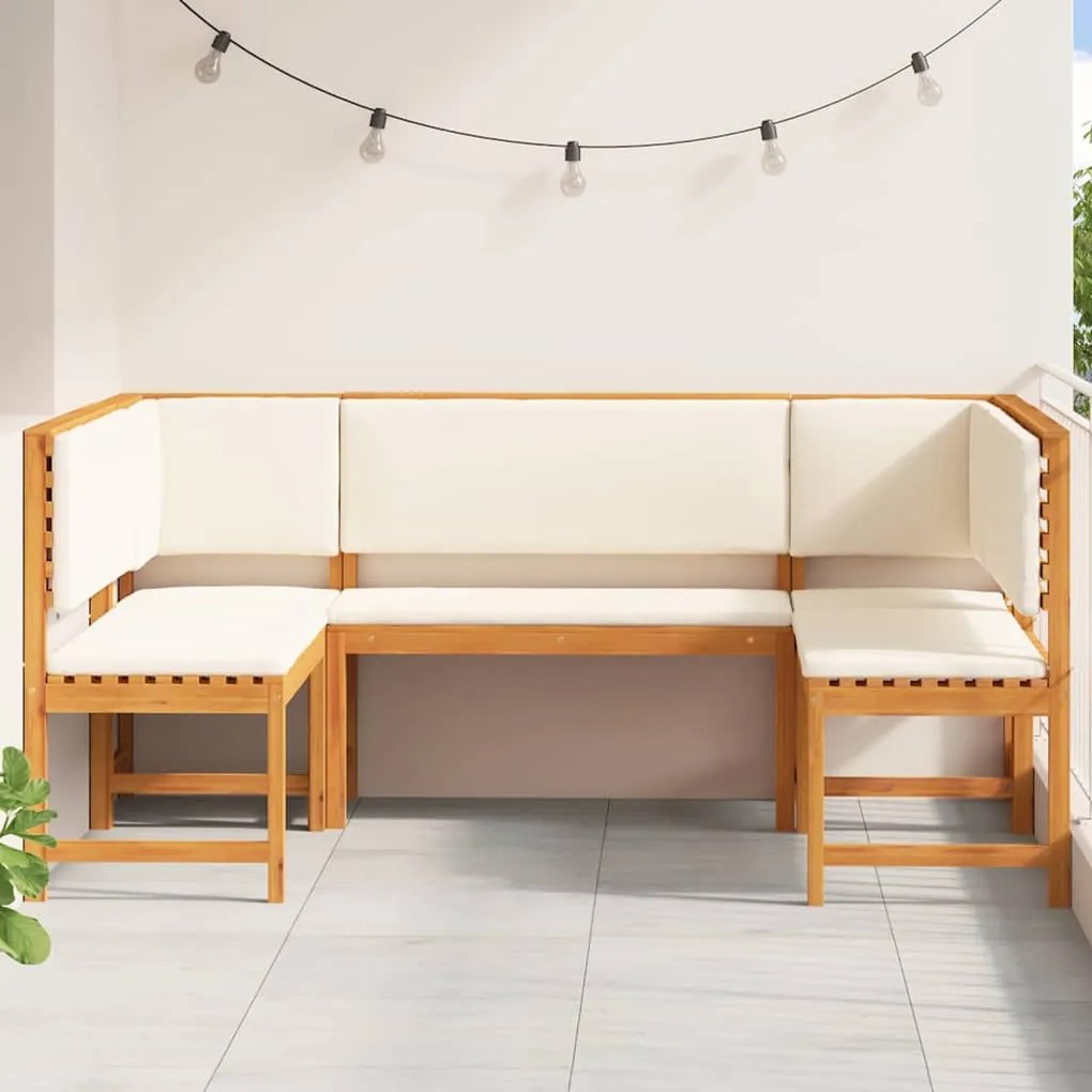 Conjunto de Jardim com 5 Peças e Almofadas em Madeira Sólida de Acácia