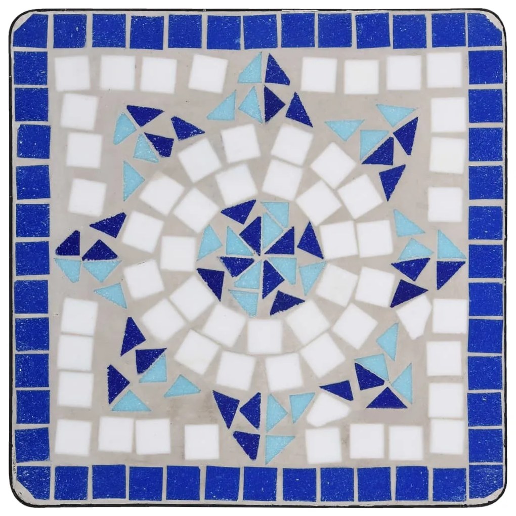 Mesa de apoio em mosaico cerâmica azul e branco