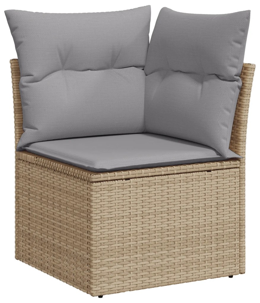 Conjunto de Sofá de Jardim 6 Peças com Almofadas Bege Rattan Polipropi
