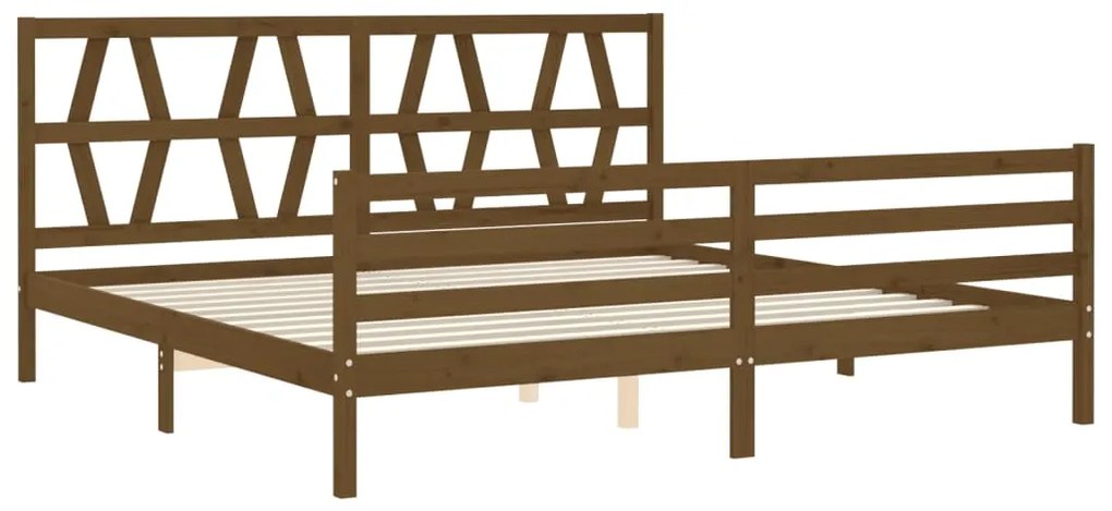 Estrutura cama c/ cabeceira 200x200cm maciço castanho-mel