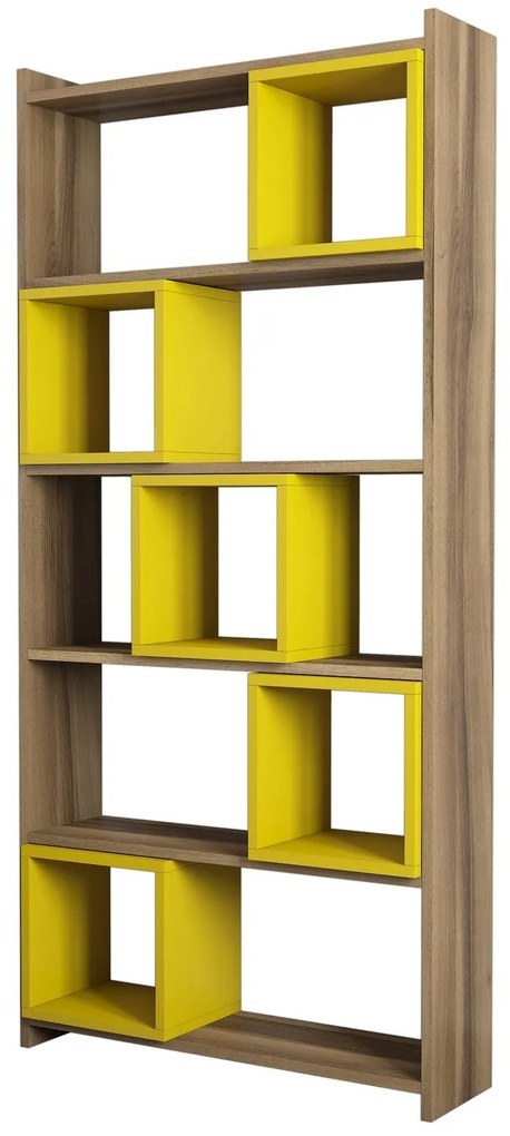 Estante Box – Nogueira e Amarelo – 80x170x22 cm