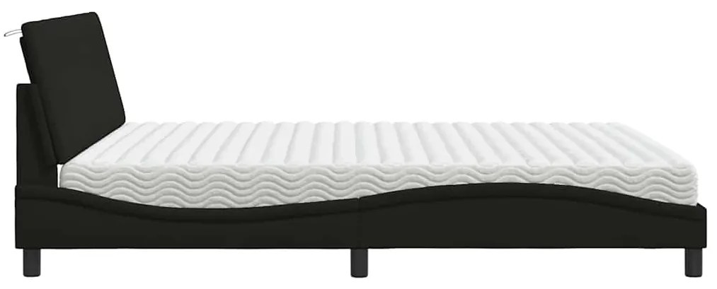 Cama com colchão 180x200 cm tecido preto