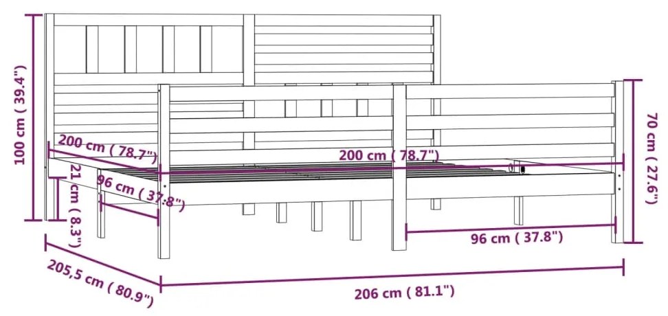 Estrutura de cama sem colchão 200x200 cm madeira maciça