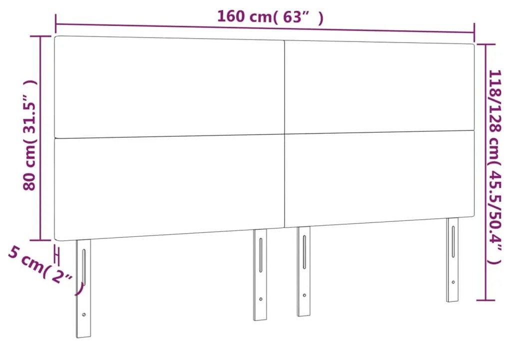 Cabeceira de cama 4 pcs couro artificial 80x5x78/88 cm branco