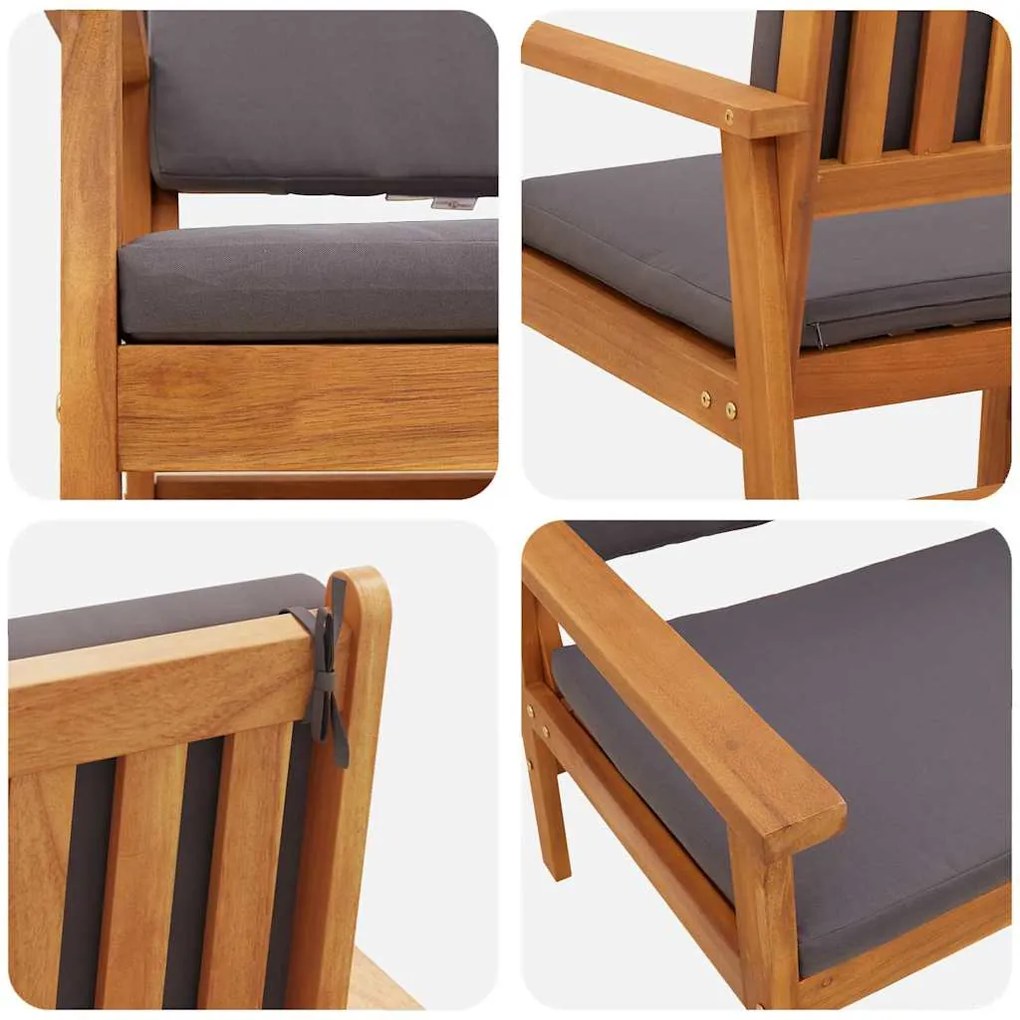 Cadeiras de Jardim vidaXL 2 pcs com Almofadas em Madeira de Acácia