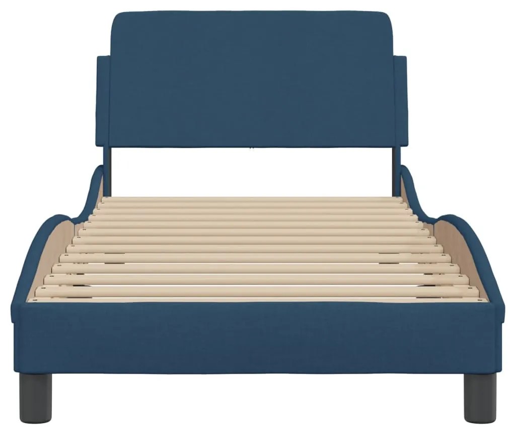 Estrutura cama c/ cabeceira sem colchão tecido 90x200 cm azul