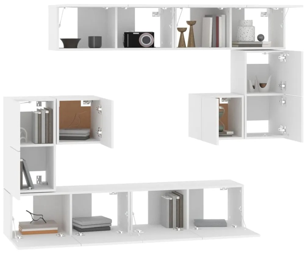 Móvel p/ TV de montagem na parede madeira processada branco