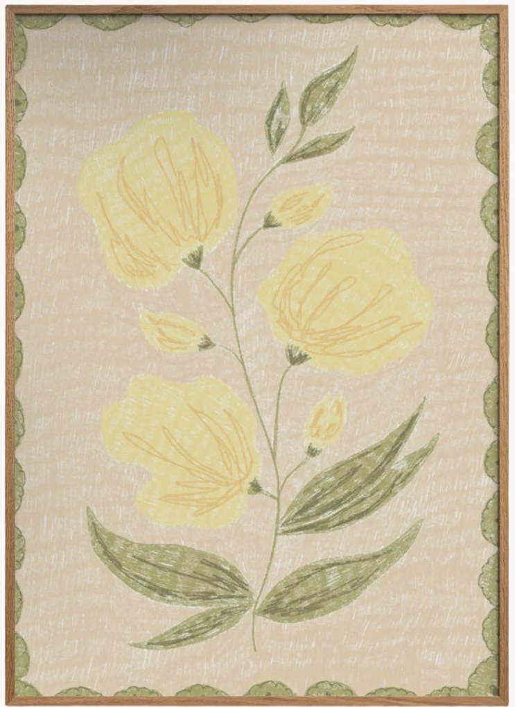 Impressão digital emoldurada Butter Yellow Flowers No. 03
