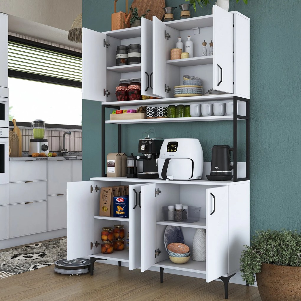 Armário Alto de Cozinha "Stella" - 120 x 198,6 x 40 cm - Branco - Desi