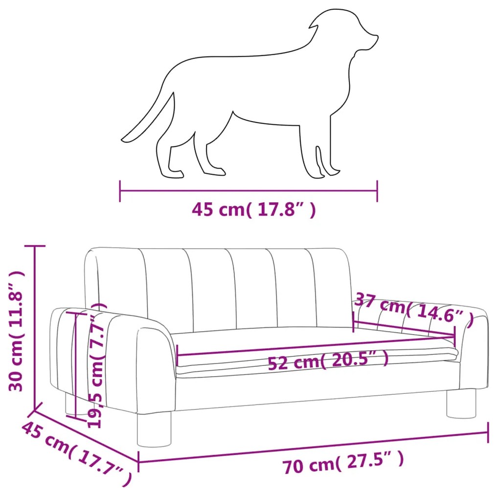 Cama para cães 70x45x30 cm couro artificial cinzento