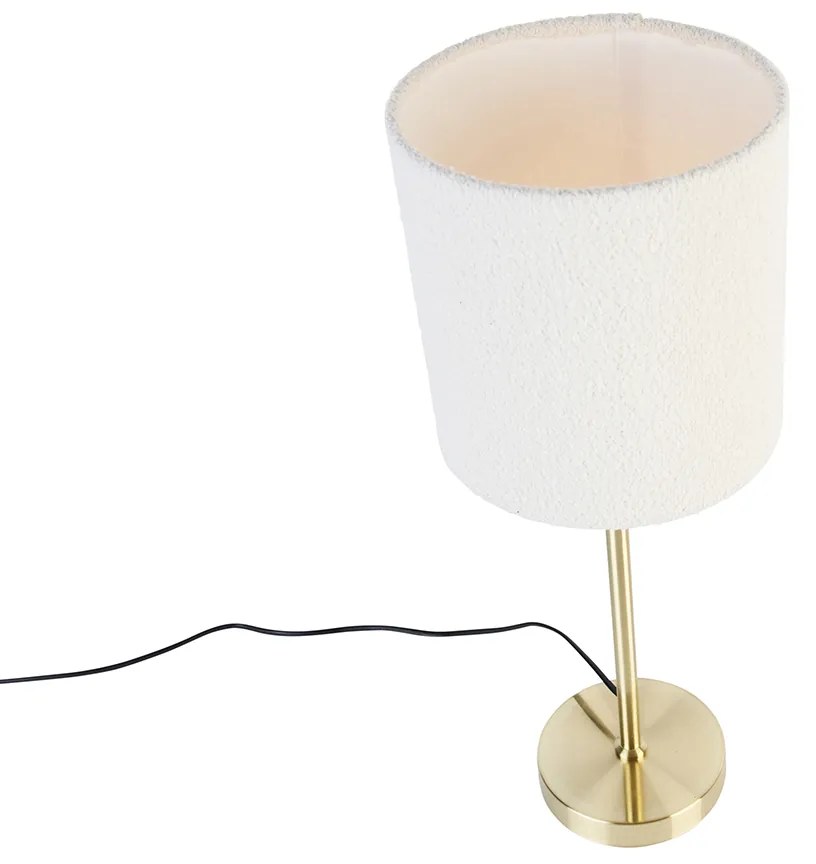 Candeeiro de mesa dourado regulável com abajur branco 20 cm - Parte Design