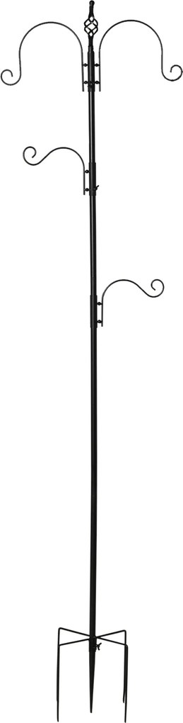 Comedouro decorativo para pássaros, com 4 ganchos, 54,5 x 54,5 x 208 cm, preto