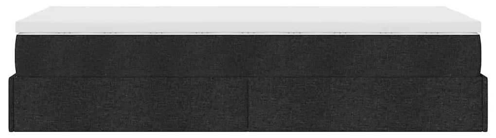 Estrutura de cama otomana com colchão 100x200cm tecido preto
