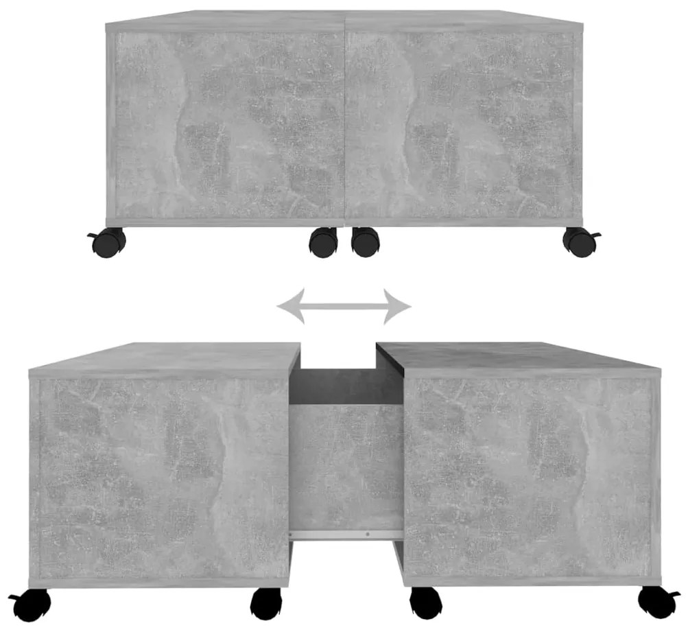 Mesa de centro 75x75x38 cm contraplacado cinzento cimento