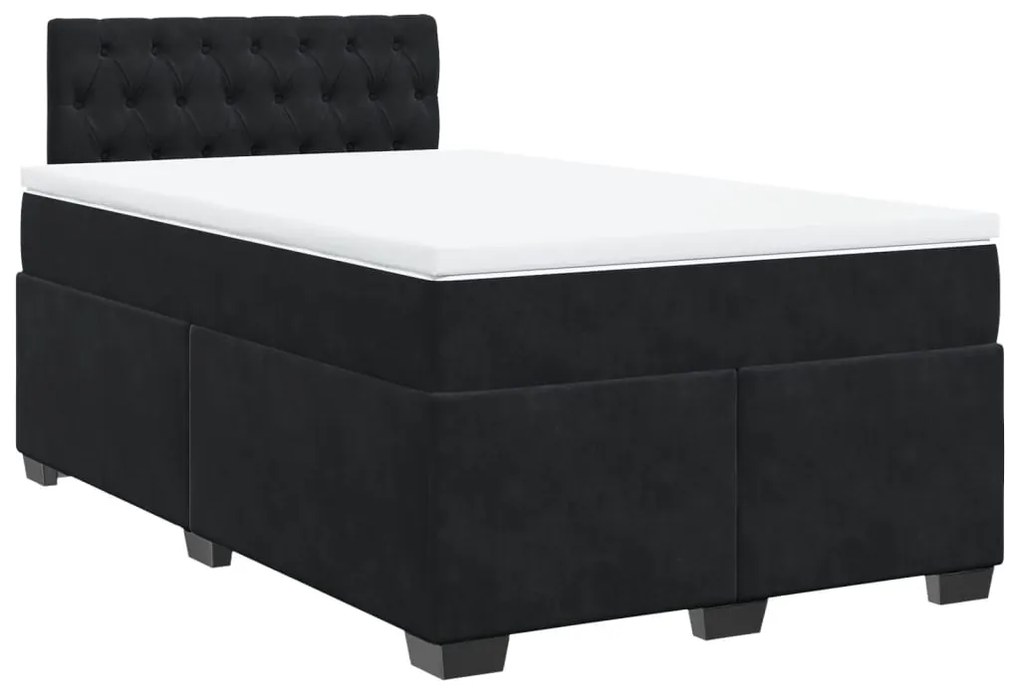 Cama boxspring com colchão 120x190 cm veludo preto