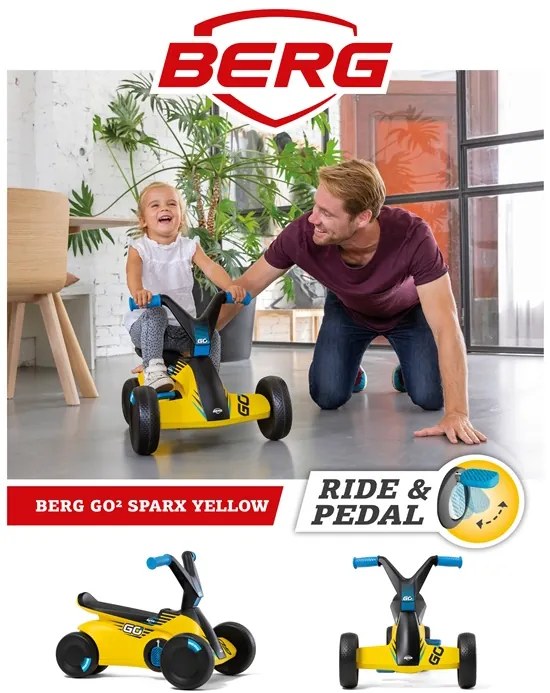 BERG GO2 SPARX YELLOW ANDARILHO EVOLUTIVO BEBÉS 10 A 30 MESES