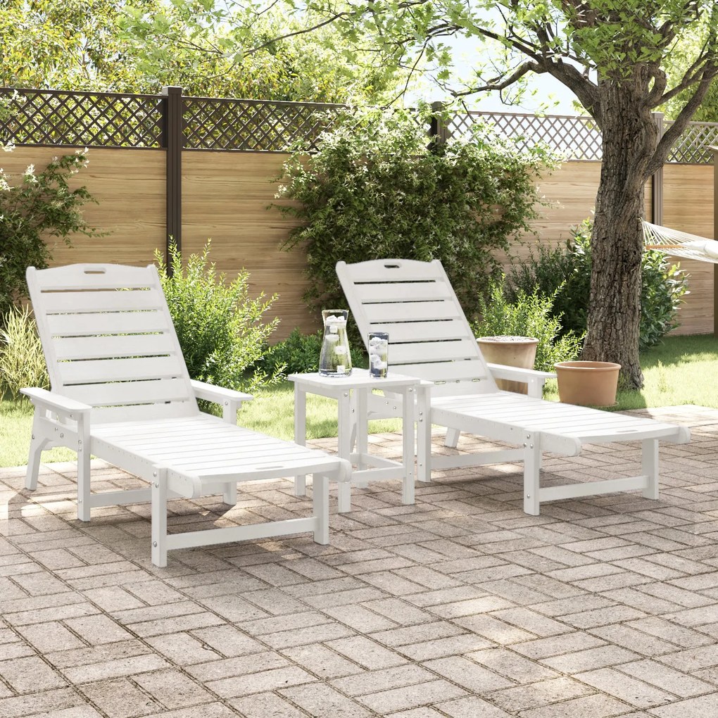 Espreguiçadeiras 2 pcs Branca 162x53x98.5 cm HDPE, vidaXL Espreguiçade