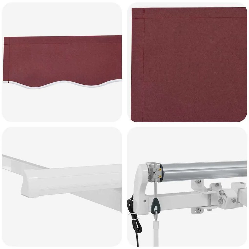 Toldo Retrátil Vermelho bordô e Branco