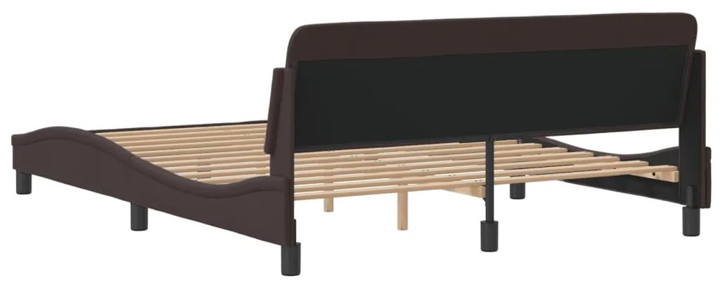 Estrutura de cama sem colchão 160x200 cm tecido castanho-escuro