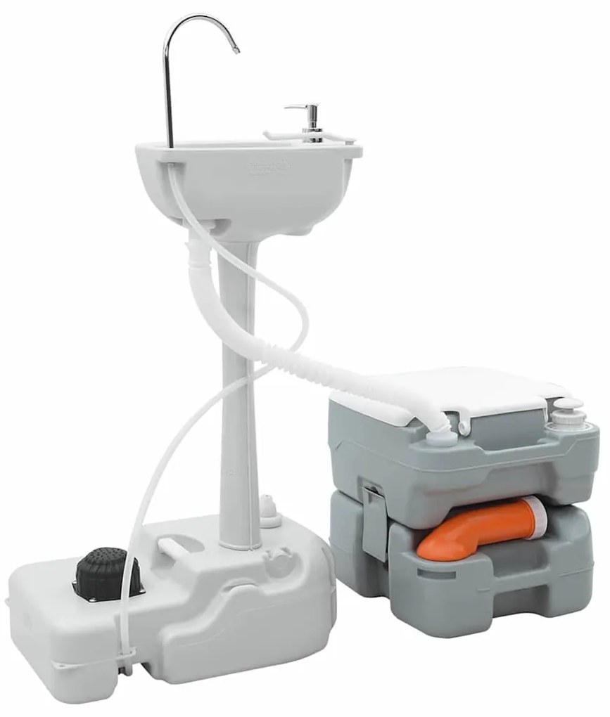 Mesa de Camping vidaXL corpo cinza+tampa branca+cinza