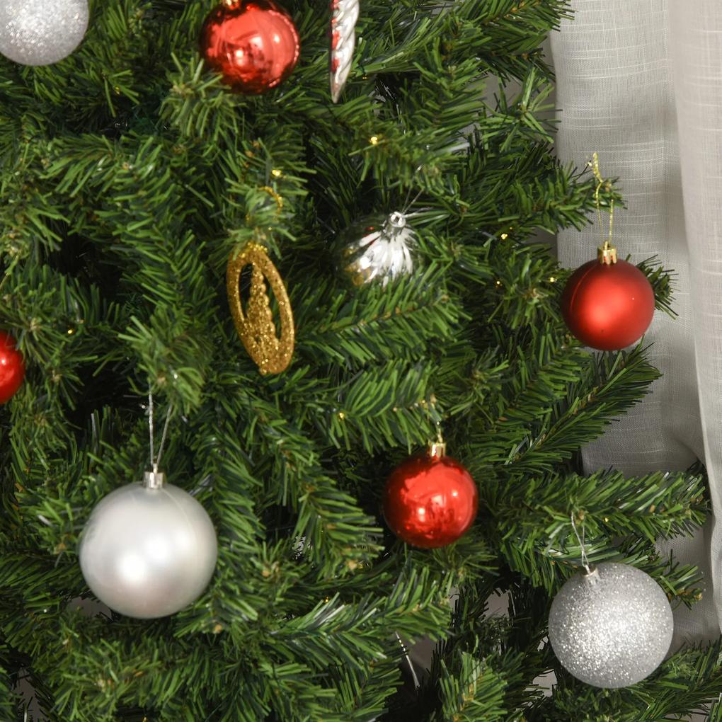 HOMCM Árvore de Natal artificial pré-iluminada com dobradiças 150cm com decoração e suporte de luz LED