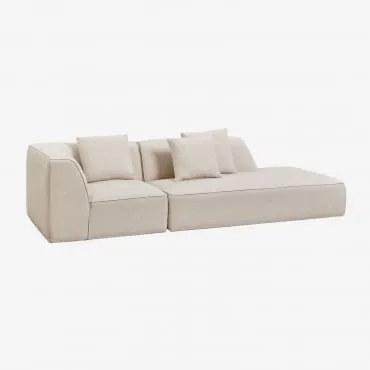 Sofá Modular De Canto Em 2 Peças Com Chaise Longue Direito Estofado Cardea Chenille Bege Creme - Sklum