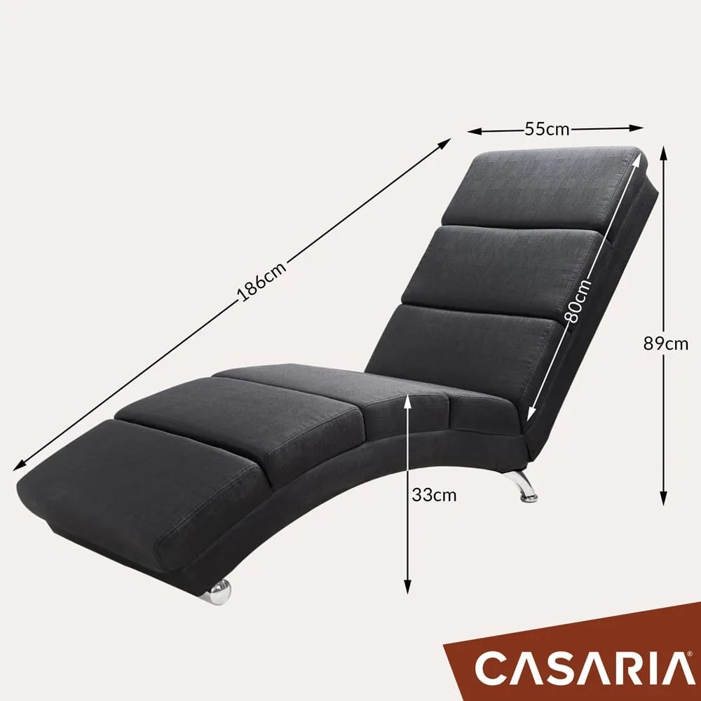 Espreguiçadeira London em tecido cinzento com função de massagem e aquecimento 186x55x89 cm Antracite