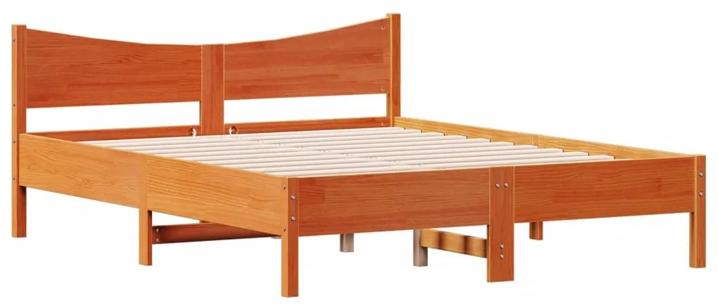 Cama sem colchão 160x200 cm madeira pinho maciço castanho-mel