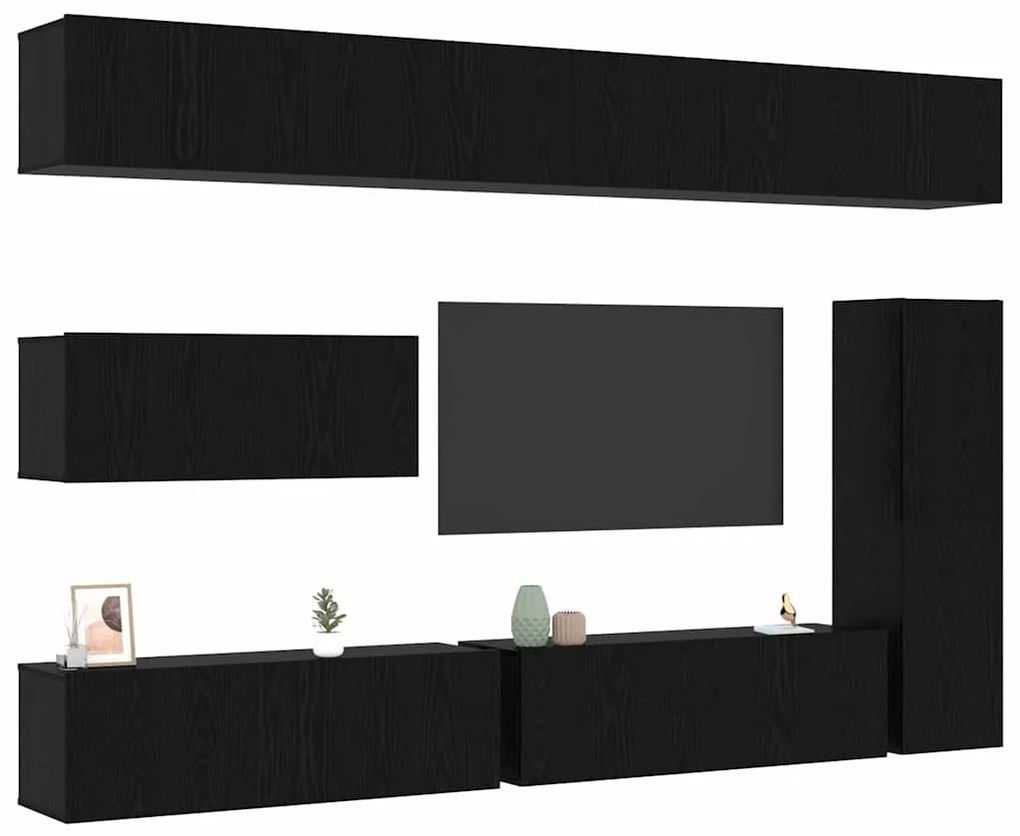 Conjunto de Painéis para TV com 7 peças - Montado na parede - Feito de
