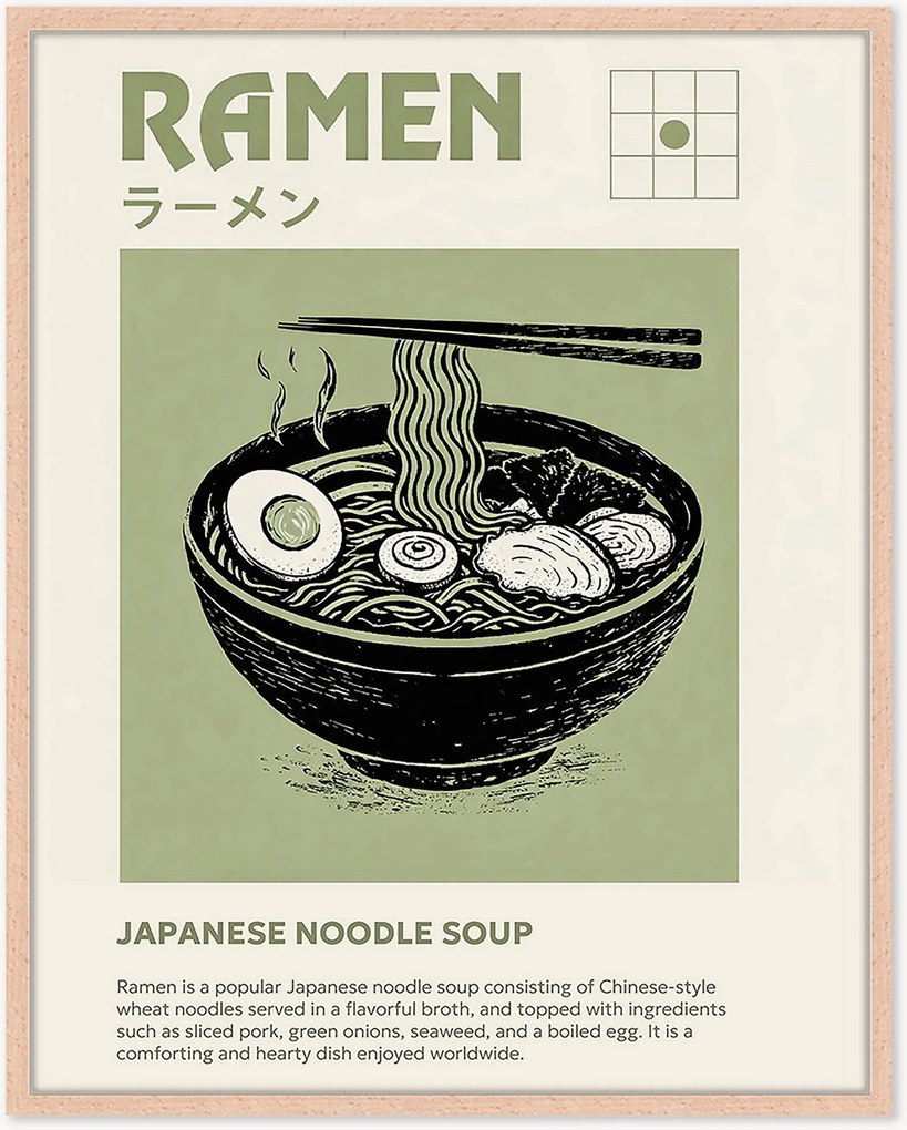 Impressão digital emoldurada artesanal Ramen