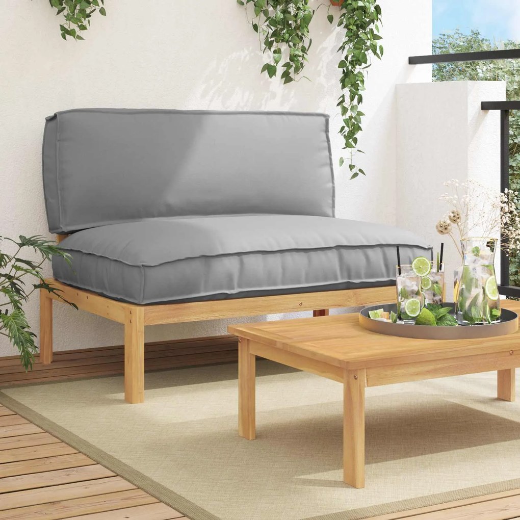 vidaXL Conjunto de Sofás com almofada Liso Cinzeto 120 x 92 x 69 cm