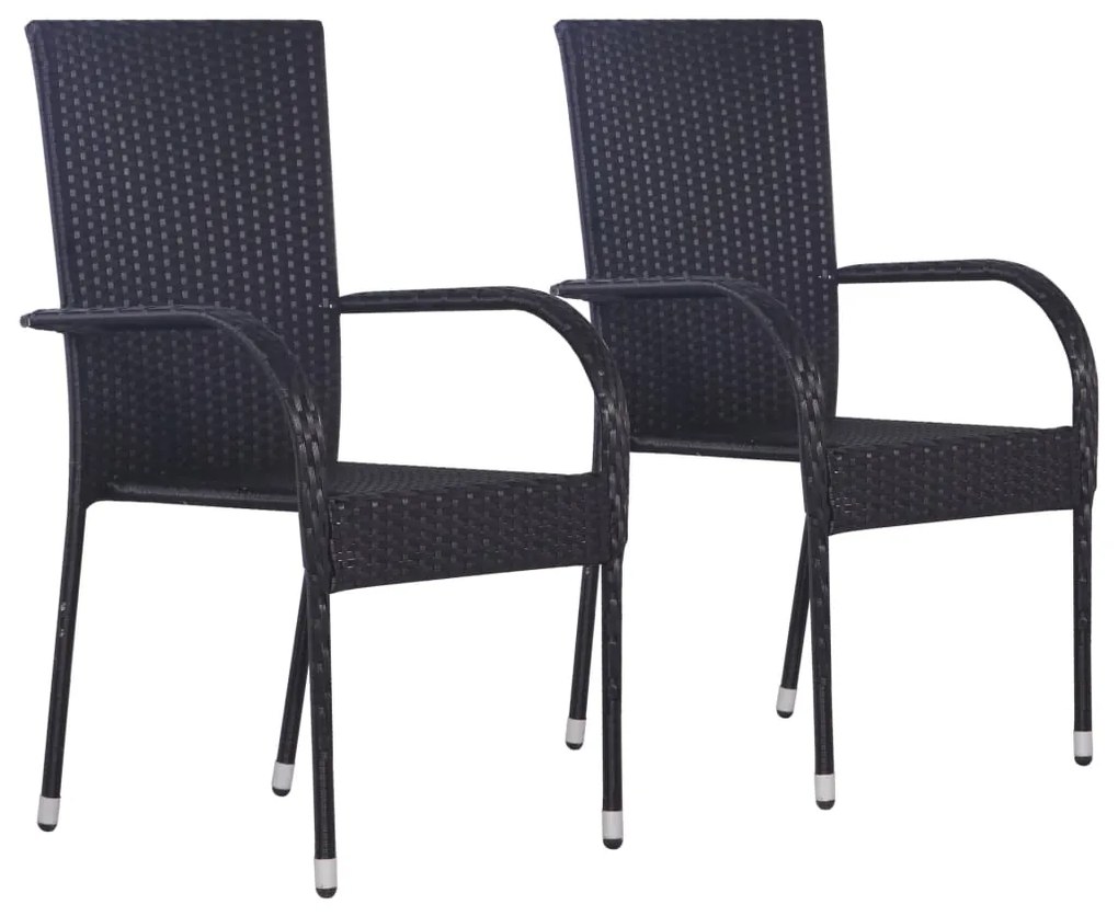 vidaXL Cadeiras de exterior empilháveis 2 pcs vime PE preto