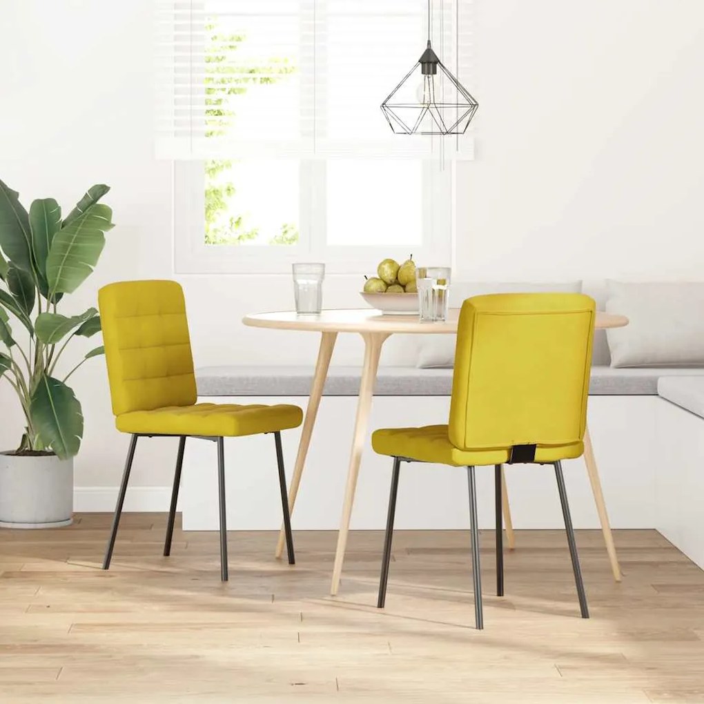 Cadeiras de jantar 2 pcs veludo amarelo