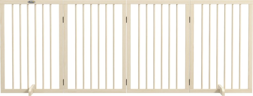 Barreira de segurança modular e dobrável para animais de estimação 206 x 35,5 x 76 cm com pé de apoio, madeira maciça, acabamento em madeira natural