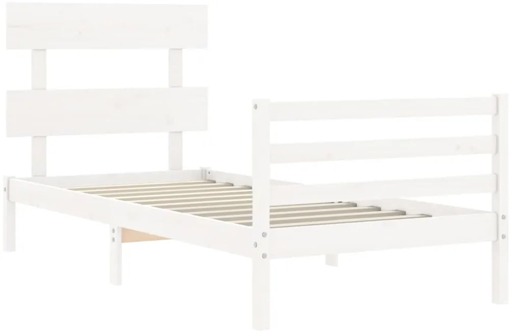 Estrutura cama de solteiro c/ cabeceira madeira maciça branco